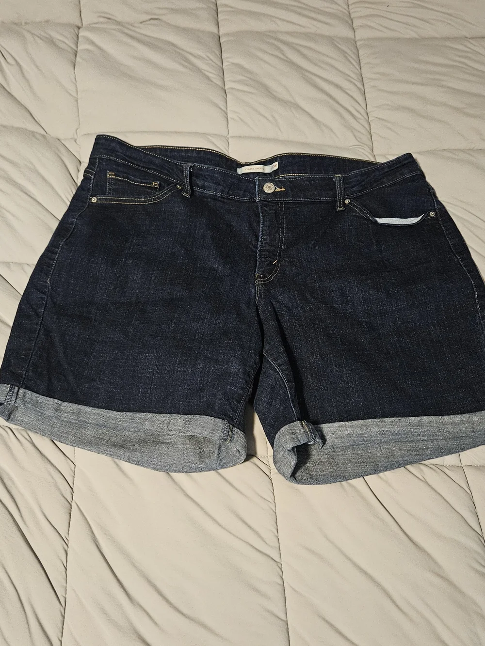 Levi's Indigo Denim Rolled Hem Shorts
